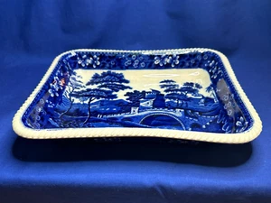 Seltenes Spode China alte Marke Blue Tower Muster rechteckiges Tablett - Bild 1 von 3