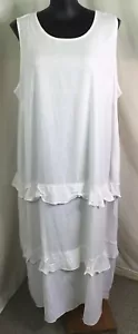 AUTOGRAPH WHITE RUFFLE TEIRED LINEN SHIFT DRESS SZ 26 NEW STOCK STUNNING!! - Picture 1 of 12
