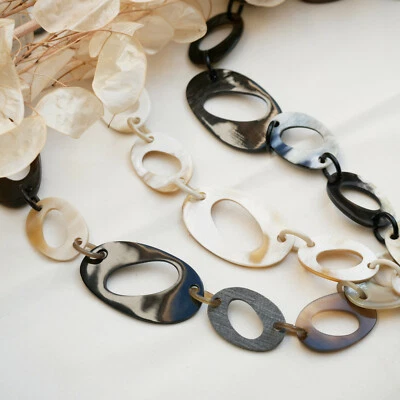 Horn Kette Gliederkette unregelmäßig handgemacht Büffelhorn asymmetrisch Horn - Bild 1 von 4