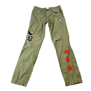 Vintage Gap Chinos 30 32 Slim Green Destroyed Desert Cactus Applique Patch USA - Picture 1 of 16