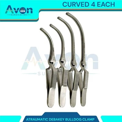 CYNAMED GERMAN 4 DEBAKEY BULLDOG CLAMP ATRAUMATIC FORCEPS CURVED SURGICAL INSTRUMENTS