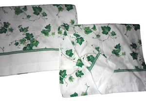 VINTAGE CANNON IVY HARBOR GREEN LEAVES (2) STANDARD/QUEEN PILLOWCASES 19X32 - Picture 1 of 5