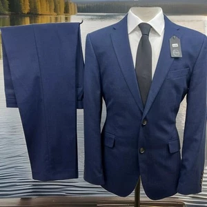 M&S Suit Indigo Wool Blend Tailored Fit 2 Piece C42M W38 L30.5 - Picture 1 of 19