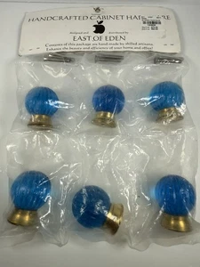 Handcrafted Cabinet Hardware Blue Glass Knobs For Drawers Or Cabinets - Picture 1 of 3
