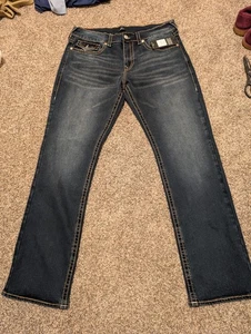 True Religion Ricky Big T Flap Dark Sultry Wash 36x34 Relaxed Straight, $199 NWT - Picture 1 of 5