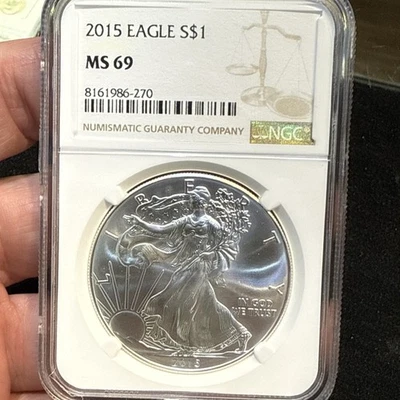 MS69 2015 American Silver Eagle $1 Dollar NGC Classic Brown Label - Image 1 of 4