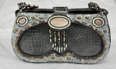 Bolso de Colección Mary Frances Negro Rosa Joyas con Cuentas Estilo Boho Cartera Foto 1 de 4