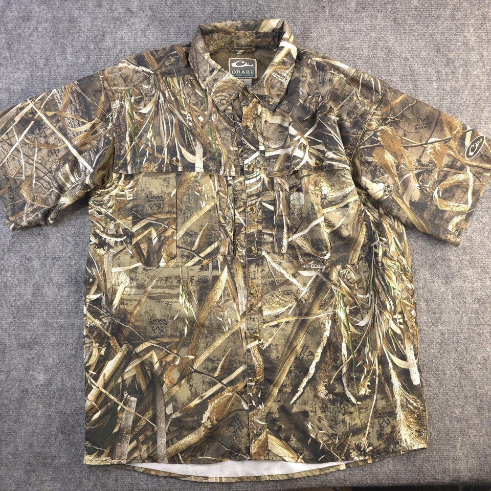 Drake Camouflage Shirt Medium Short Sleeve Vented Realtree Max Button Up Pocket  - Image 1 of 4