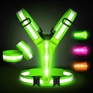 Led Light Up Running Vest Reflective Vest for runners night walking, Recharge... - Picture 1 of 7