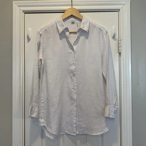 Symple NYC Leinen Hemd mit Knopfleiste Damen Small weiß minimalistisch Lagenlook Beachy - Bild 1 von 9