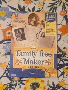 "Broderbund Family Tree Maker" 2-CD Set Version 4 Windows 95/98 New - Picture 1 of 9