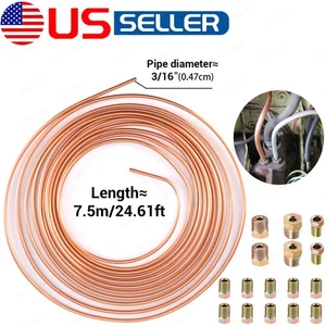 Copper Nickel Brake Line Tubing Kit 3/16 OD 25 Ft Coil Roll all Size Fittings US - Bild 1 von 14