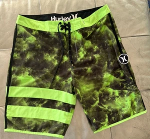 Hurley Phantom 3 John John Florence Board Shorts Neon Green Tie Dye Size 34 - Picture 1 of 9
