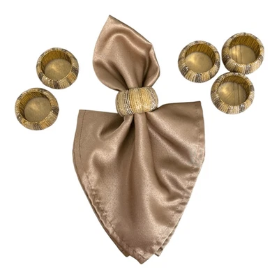 Anillos de servilleta Pier 1 con cuentas de oro y plata - Juego de 6 Foto 1 de 4