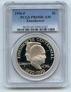 1990 P $1 Eisenhower Silver Commemorative Dollar PCGS PR69DCAM - Picture 1 of 1