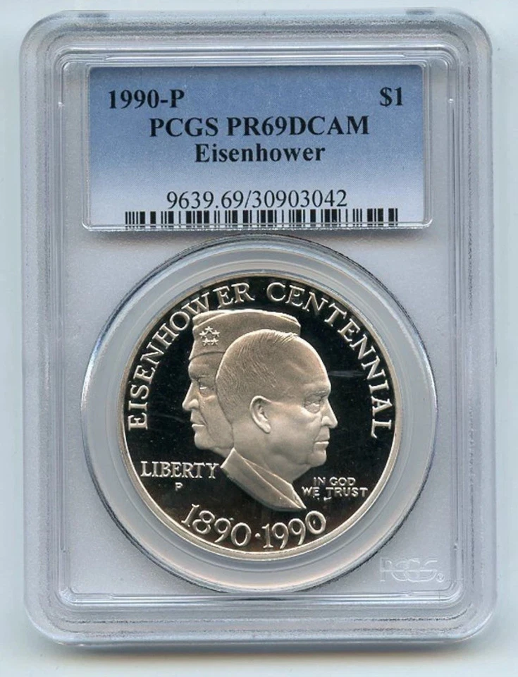 1990 P $1 Eisenhower Silver Commemorative Dollar PCGS PR69DCAM - Image 1 of 1