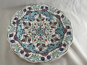 Plato de pared de cerámica floral Iznik pintado a mano de colección 12" Cini KUTAHYA PAVO - Imagen 1 de 15