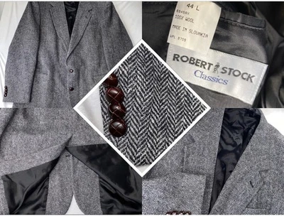 Blazer Tweed Abrigo Deportivo Espiga Hombres 44L Robert Stock Lana Escocesa Dinero Antiguo Foto 1 de 4