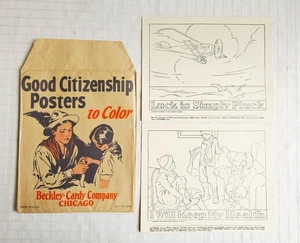 Good Citizenship Posters To Color Beckley-Cardy 1929 Orig Envelope 2 Papers #563 - Picture 1 of 9