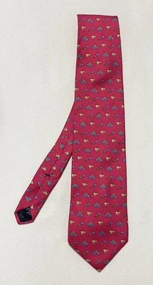 BROOKS BROTHERS. CORBATA SEDA ROJA. PATRÓN ANIMAL. HECHO EN USA. EX C Foto 1 de 4