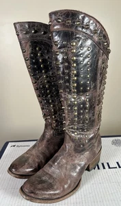 Corral $250 Leona Brown Distressed Leather Metal Studded Western Boots Sz 8 M - Picture 1 of 15