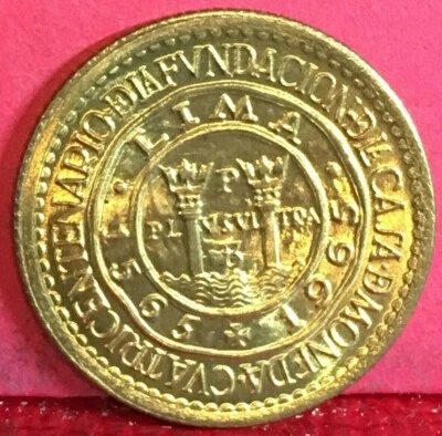 Banco Central de Reserva del Perú 1965 latón 25 centavos km# 238 Foto 1 de 2