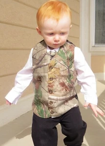 Realtree Ap Camo Full Back adjustable formal wedding prom vest Boy kids childs - Picture 1 of 2