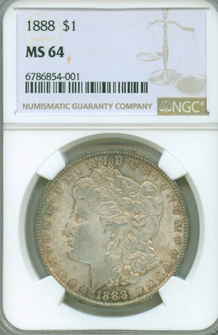 1888 date Morgan silver dollar, NGC MS64 assigned grade - toned example Cover