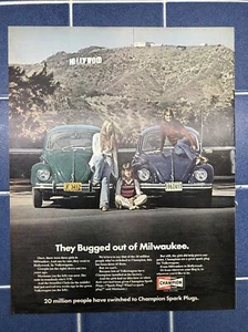 1960’s VW Volkswagen BUG Print Ad Original Champion Spark Plugs - Picture 1 of 1