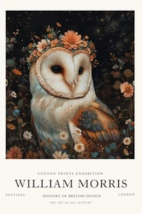 William Morris Vintage Owl Cotton Exhibition Prints Wall Poster Print - Picture 1 of 6