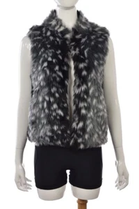 Chaleco para mujer con alfileres y agujas talla M negro gris piel sintética chaqueta sin mangas - Imagen 1 de 5