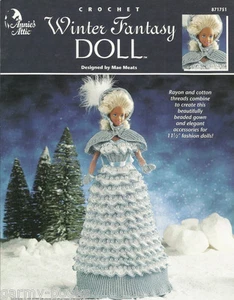 Winter Fantasy Fashion Doll Crochet Dress Barbie Pattern Annie's Attic #871751 - Picture 1 of 2