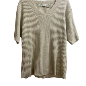 Orvis silk blend textured cream sweater shirt size XL - Picture 1 of 3