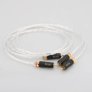 Paar OCC Kupfer versilbert Audio Verbindungskabel mit Goldplatte RCA Stecker - Bild 1 von 6