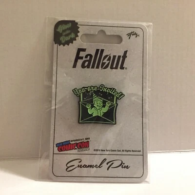 NEW 2018 NYCC Fallout "You Are Invited" Glow In The Dark Enamel Collector Pin - Image 1 of 4