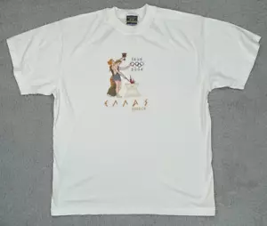 Olympische Spiele 2004 Shirt Erwachsene XL weiß Griechenland Ellas 1896 bestickt Flamme Vintage - Bild 1 von 12