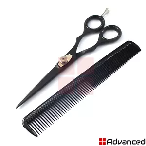 Tijera de corte de pelo de barbero negro 6" barba bigote peinado peine de belleza - Imagen 1 de 3