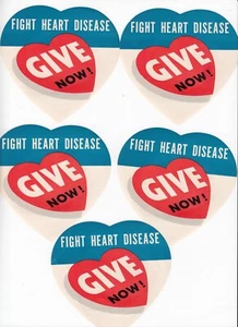 Chicago Heart Association 5 4 Zoll hohe Etiketten Kampf gegen Herzkrankheiten 1950er Jahre? -#8219 - Bild 1 von 2