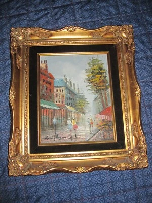 Henry Rogers French Impressionist Style Paris Street Scene Painting  8"x10" - Image 1 of 4