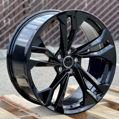 19X8.5 Gloss Black Wheels Fits Audi A4 A5 A6 A8 Q5 TT Rims Set 4 - Image 1 of 2