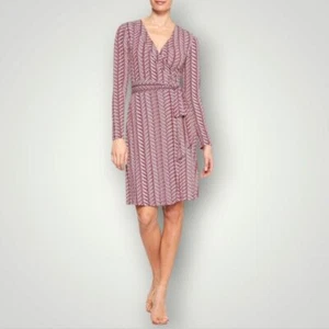 Vestido Banana Republic para mujer estampado en L envolvente estilo espiga chevron hasta la rodilla - Imagen 1 de 7
