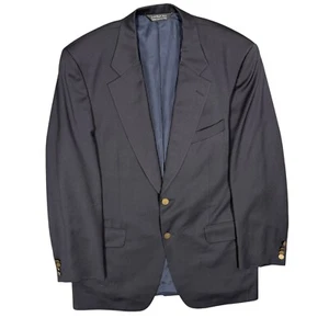 Harry Rosen Samuelsohn Blazer 110's Wool Sport Coat Navy Blue Metal Buttons 42T - Picture 1 of 9