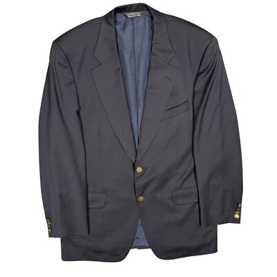 Harry Rosen Samuelsohn Blazer 110's Wool Sport Coat Navy Blue Metal Buttons 42T - Image 1 of 4