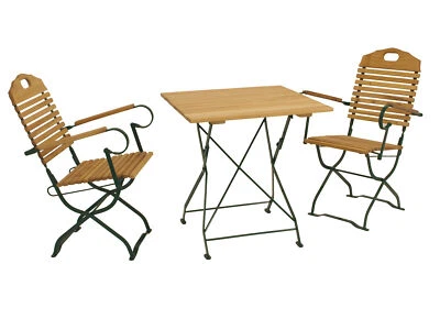 Biergartenset Biergartengarnitur Kurgarten BAD TÖLZ 3-tlg., Stahl grün + Robinie - Bild 1 von 4