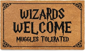 Wizards Welcome Muggles Tolerated Potter Door Mat 30X17" Doormat Outdoor Decor - Picture 1 of 1