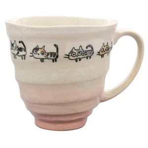 CAT pottery Mino ware Japanese mug cup vermilion made in Japan - Picture 1 of 4