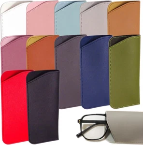 12 PCS Soft Sunglasses Cases Leather Sunglasses Pouch Slim Glasses Case Multicol - Picture 1 of 12