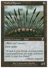 Magic the Gathering MTG Wall of Spears (323) Seventh Edition   LP