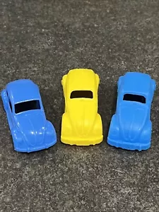 1950s-60s Volkswagen VW Beetle Bug Plastic Cars Lot 4” Blue & Yellow NICE🔥 - Picture 1 of 21