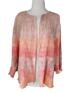 Chico's Jacket Womens Size 3 (XL) Boho Ombre Sunset Orange Open Front Crinkle - Picture 1 of 5
